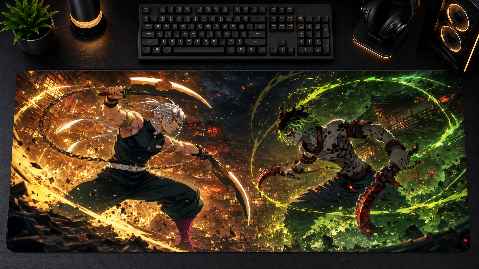 Demon Slayer inspired XXL gaming mouse pad 10 Non-LED version, 3 mm thick