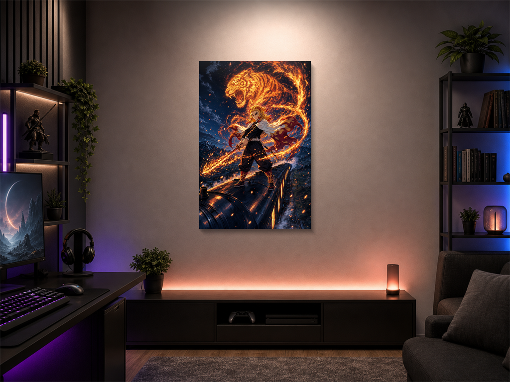 Demon Slayer inspired canvas poster room mockup 03
