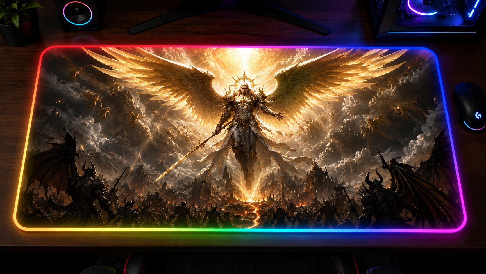 Diablo IV inspired XXL gaming mouse pad 02 LED version, 3 mm thick
