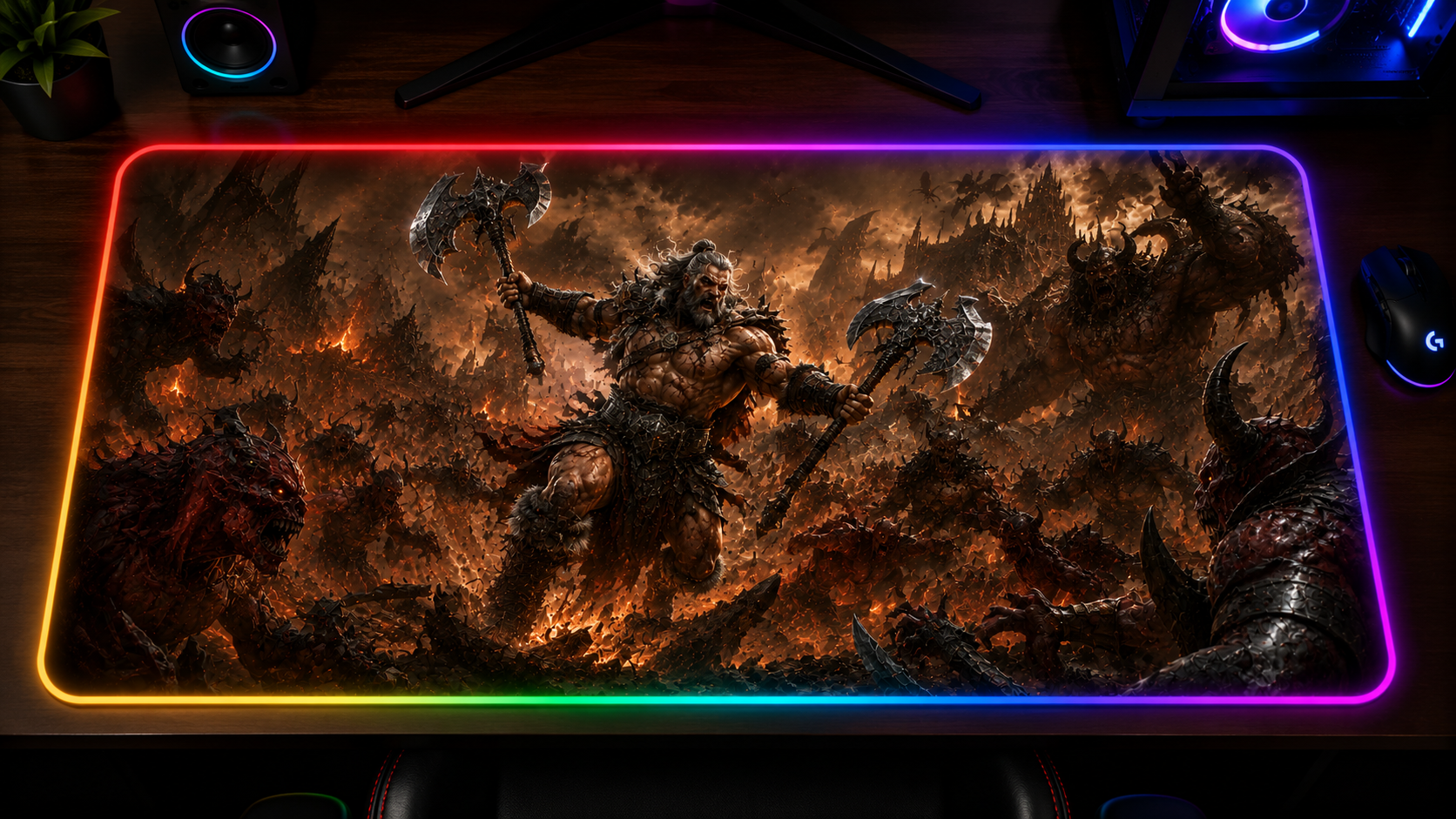 Diablo IV inspired XXL gaming mouse pad 07 LED version, 3 mm thick