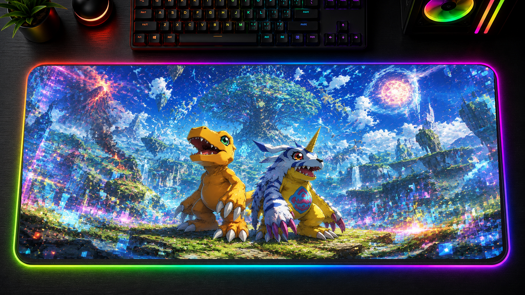 Digimon inspired XXL gaming mouse pad 08 LED version, 3 mm thick