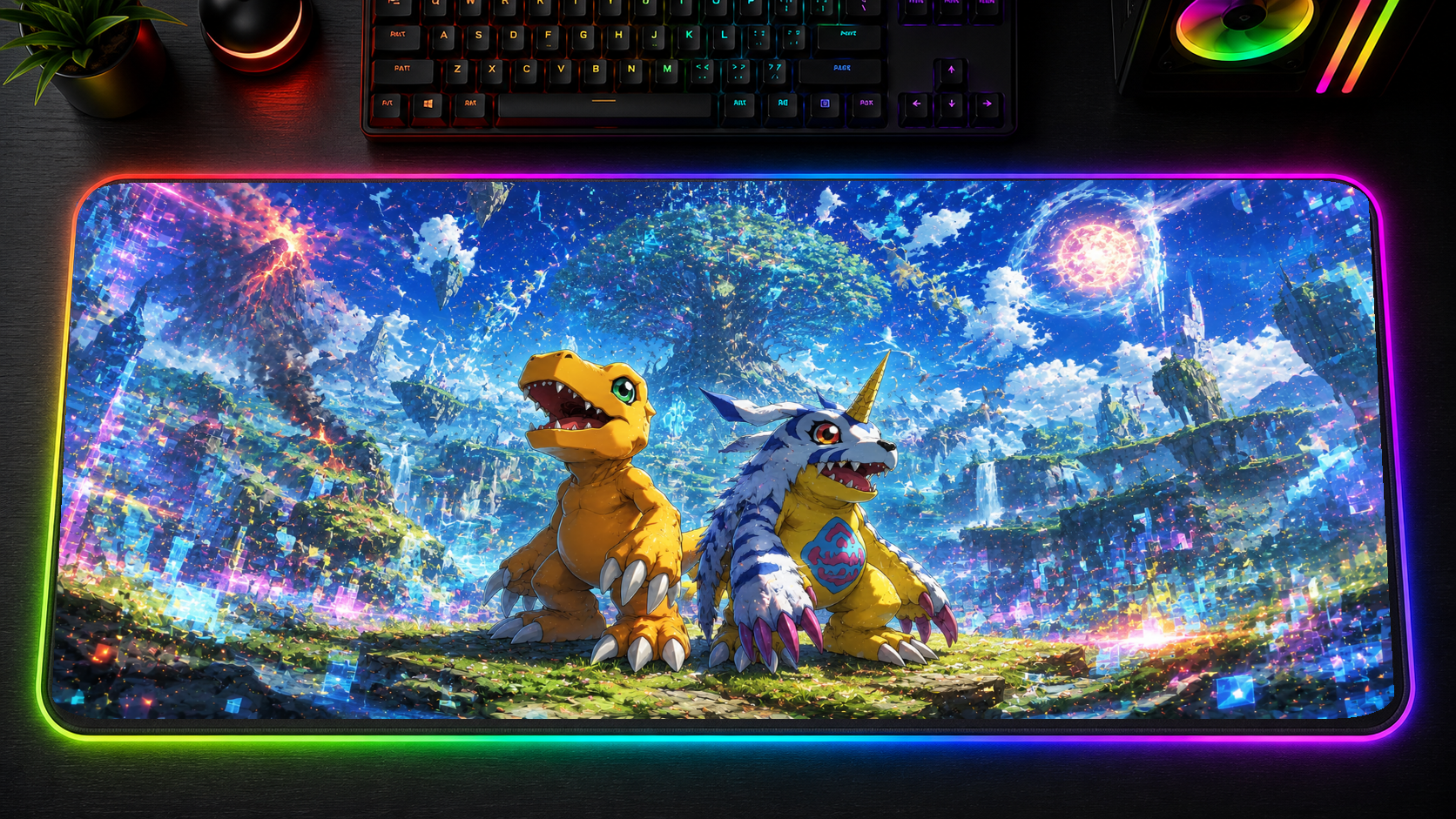 Digimon inspired XXL gaming mouse pad 08 LED version, 3 mm thick