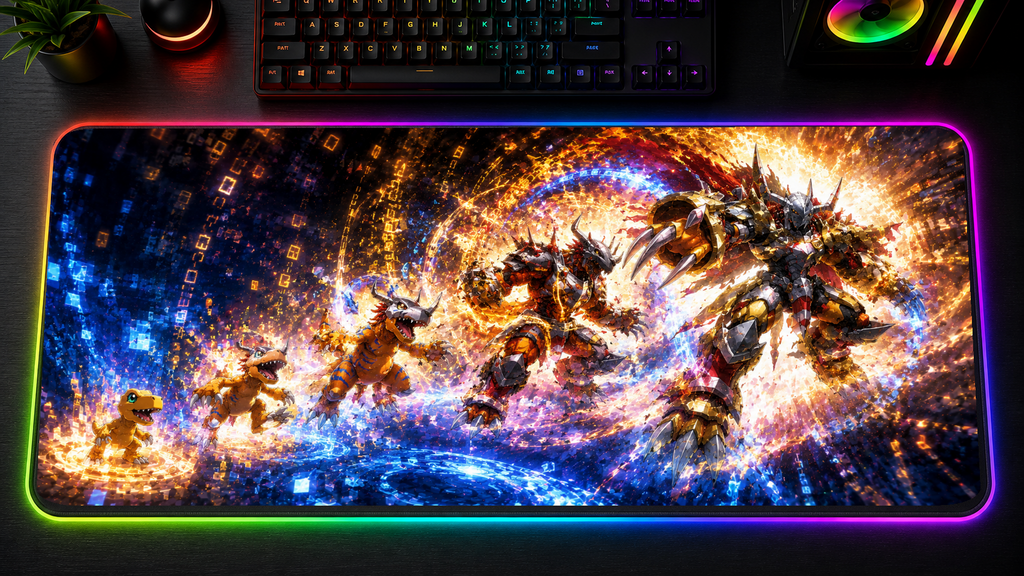 Digimon inspired XXL gaming mouse pad 09 LED version, 3 mm thick