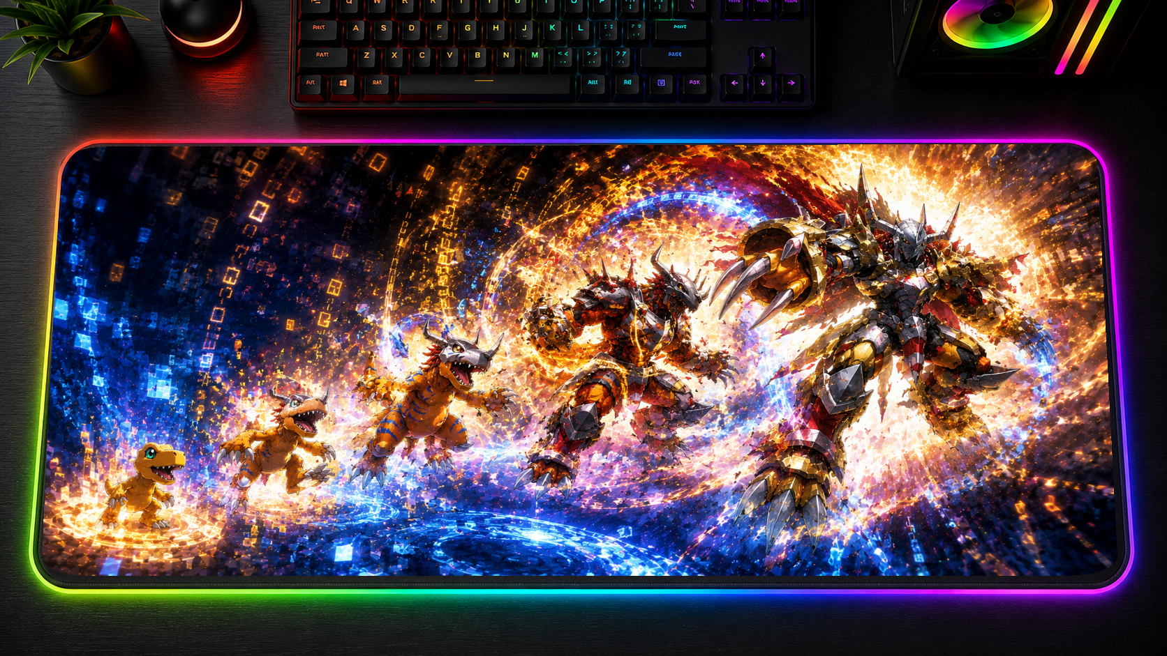 Digimon inspired XXL gaming mouse pad 09 LED version, 3 mm thick