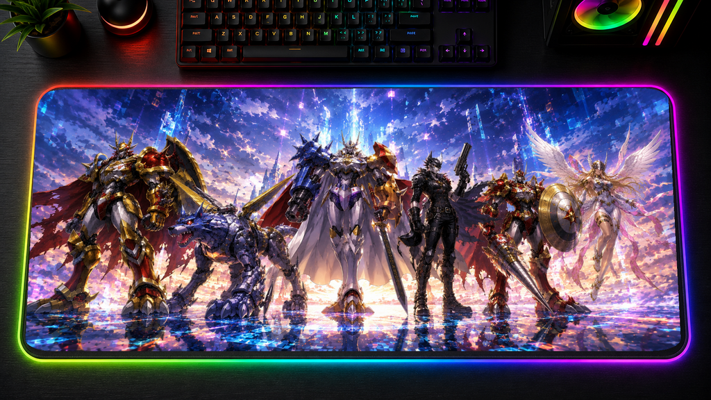 Digimon inspired XXL gaming mouse pad 10 LED version, 3 mm thick