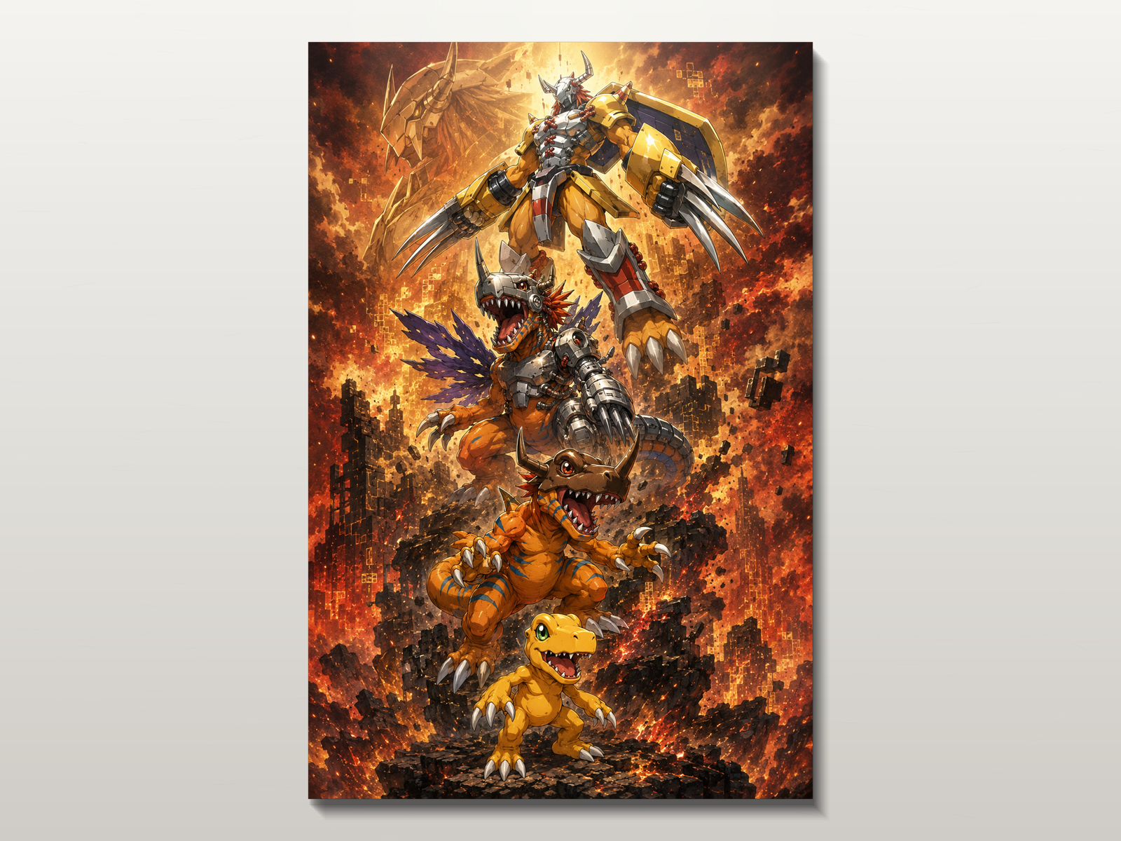 Digimon Evolutions inspired canvas poster 01 clean wall art preview