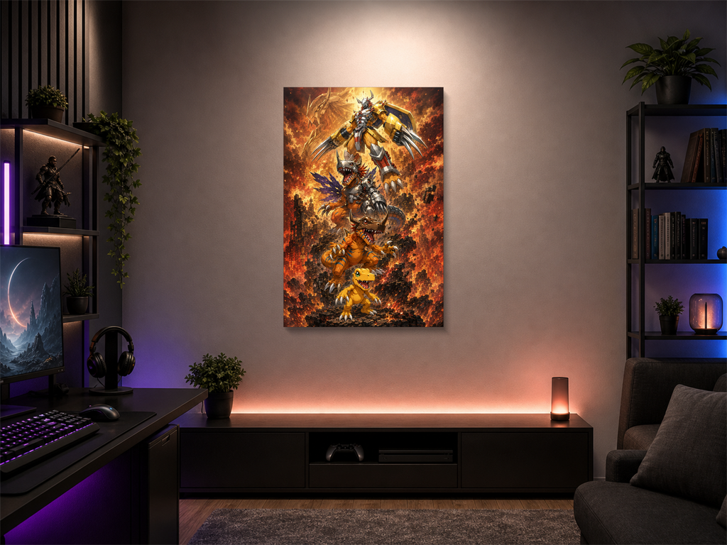 Digimon Evolutions inspired canvas poster 01 room mockup