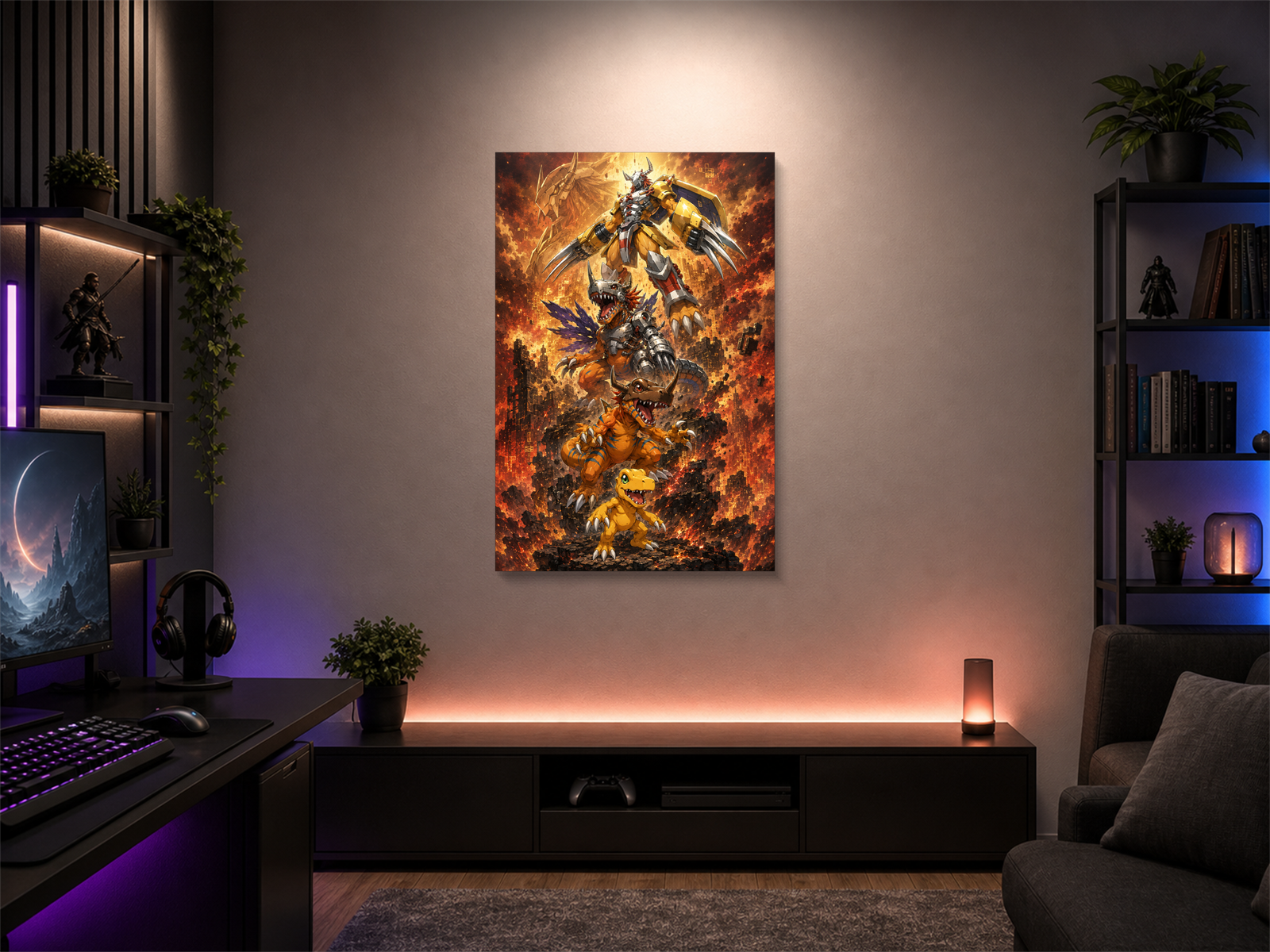 Digimon Evolutions inspired canvas poster 01 room mockup