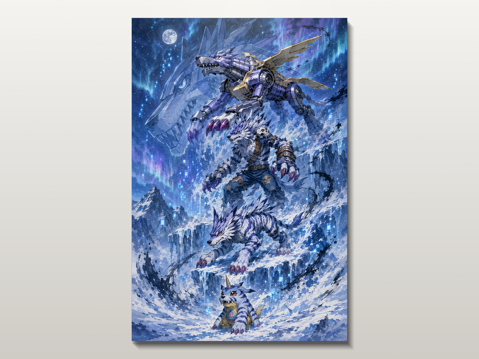 Digimon Evolutions inspired canvas poster 02 clean wall art preview