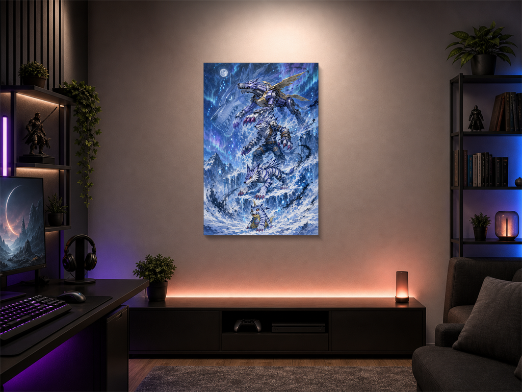 Digimon Evolutions inspired canvas poster 02 room mockup