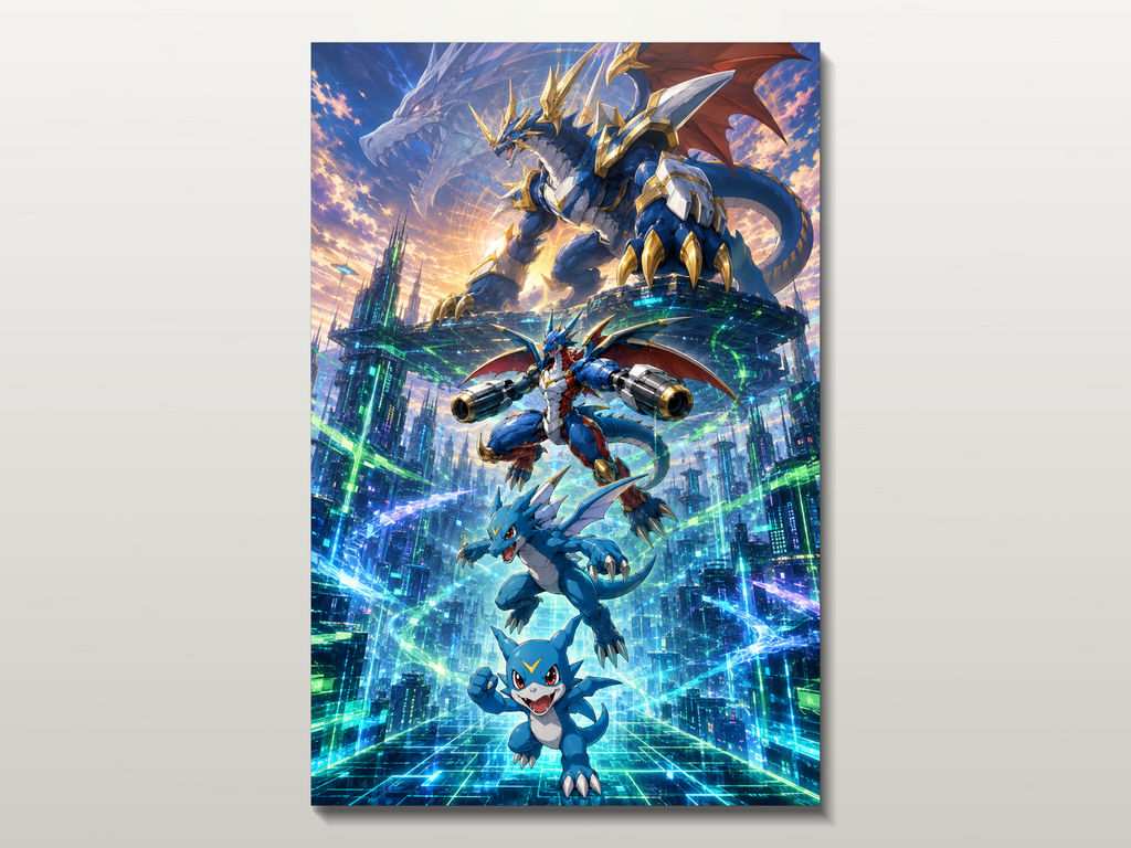 Digimon Evolutions inspired canvas poster 03 clean wall art preview