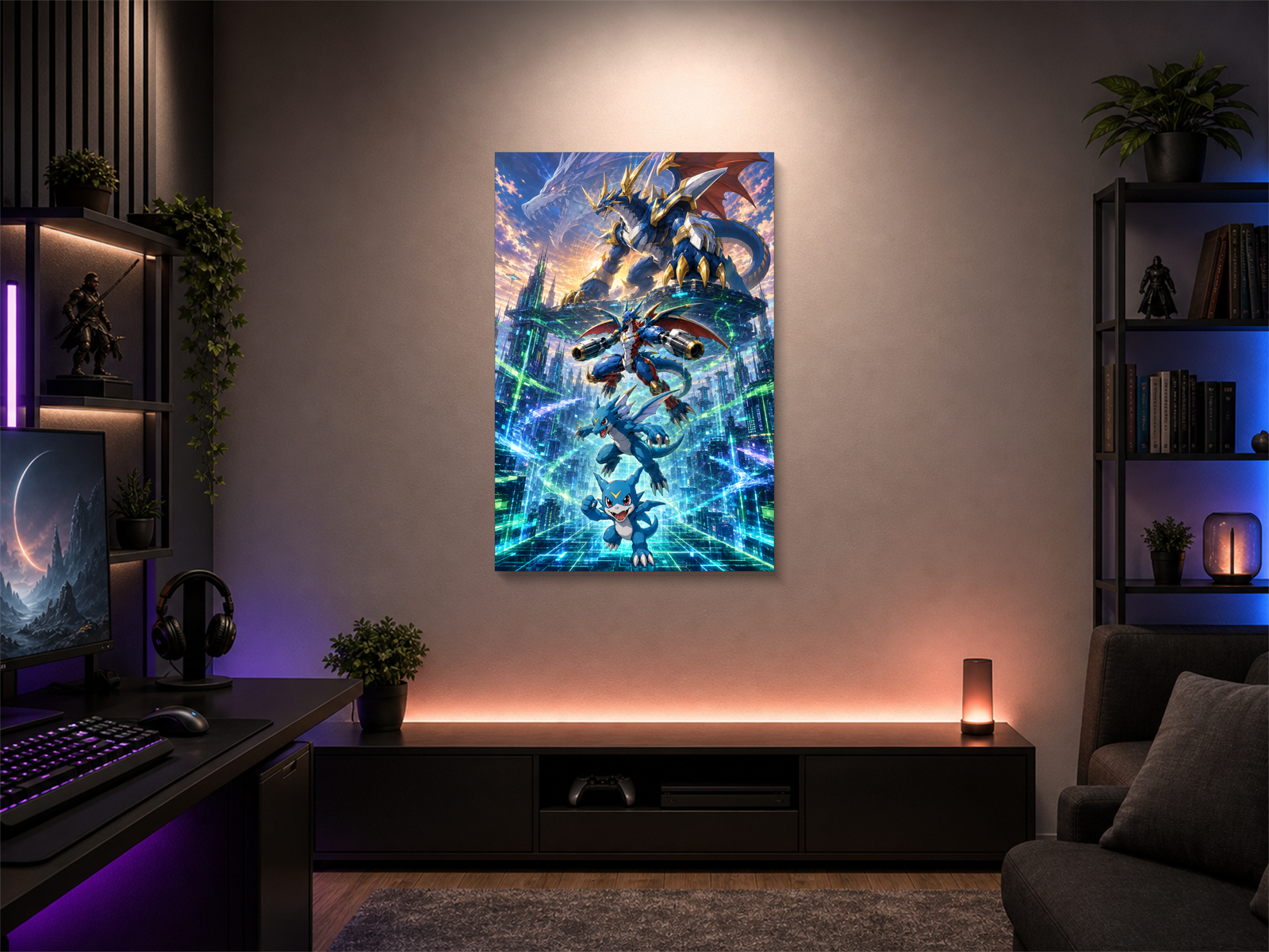 Digimon Evolutions inspired canvas poster 03 room mockup
