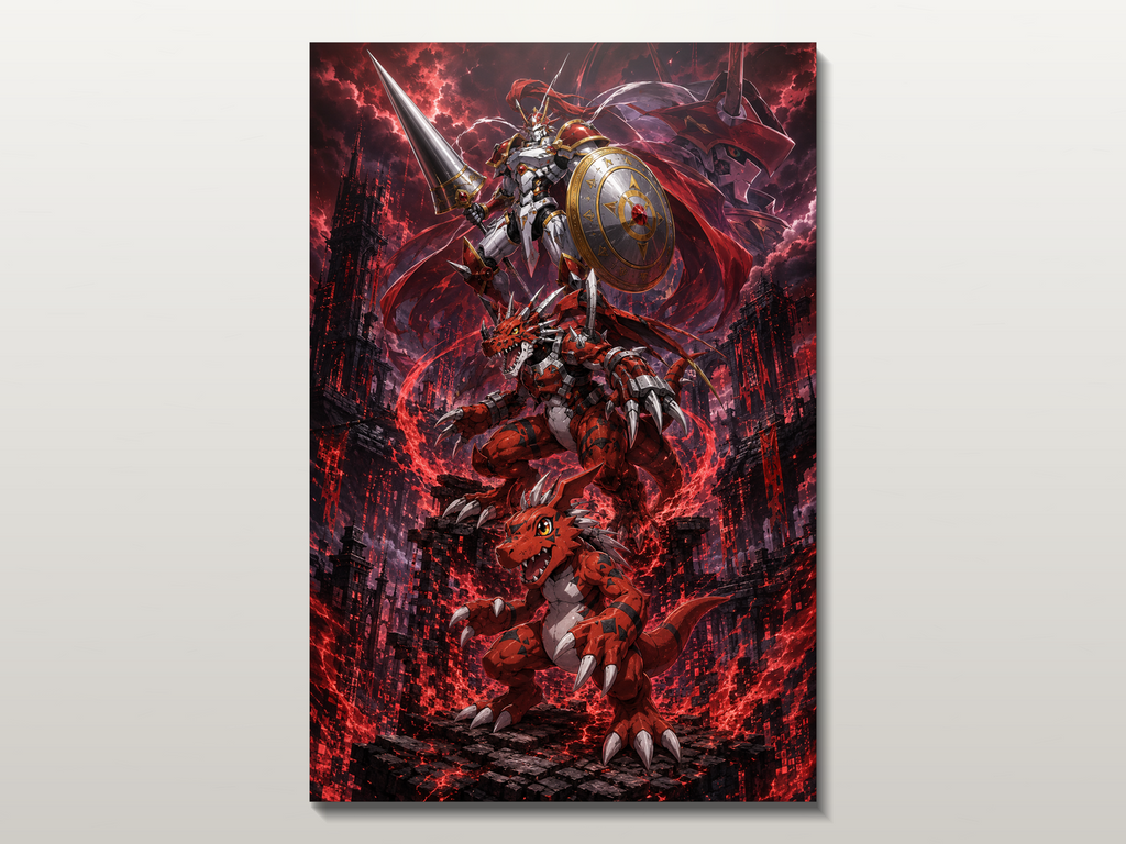 Digimon Evolutions inspired canvas poster 04 clean wall art preview