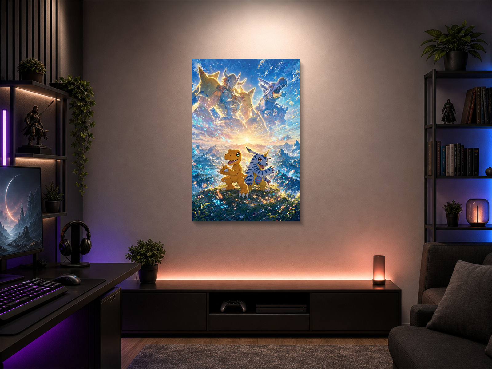 Digimon inspired canvas poster room mockup 01