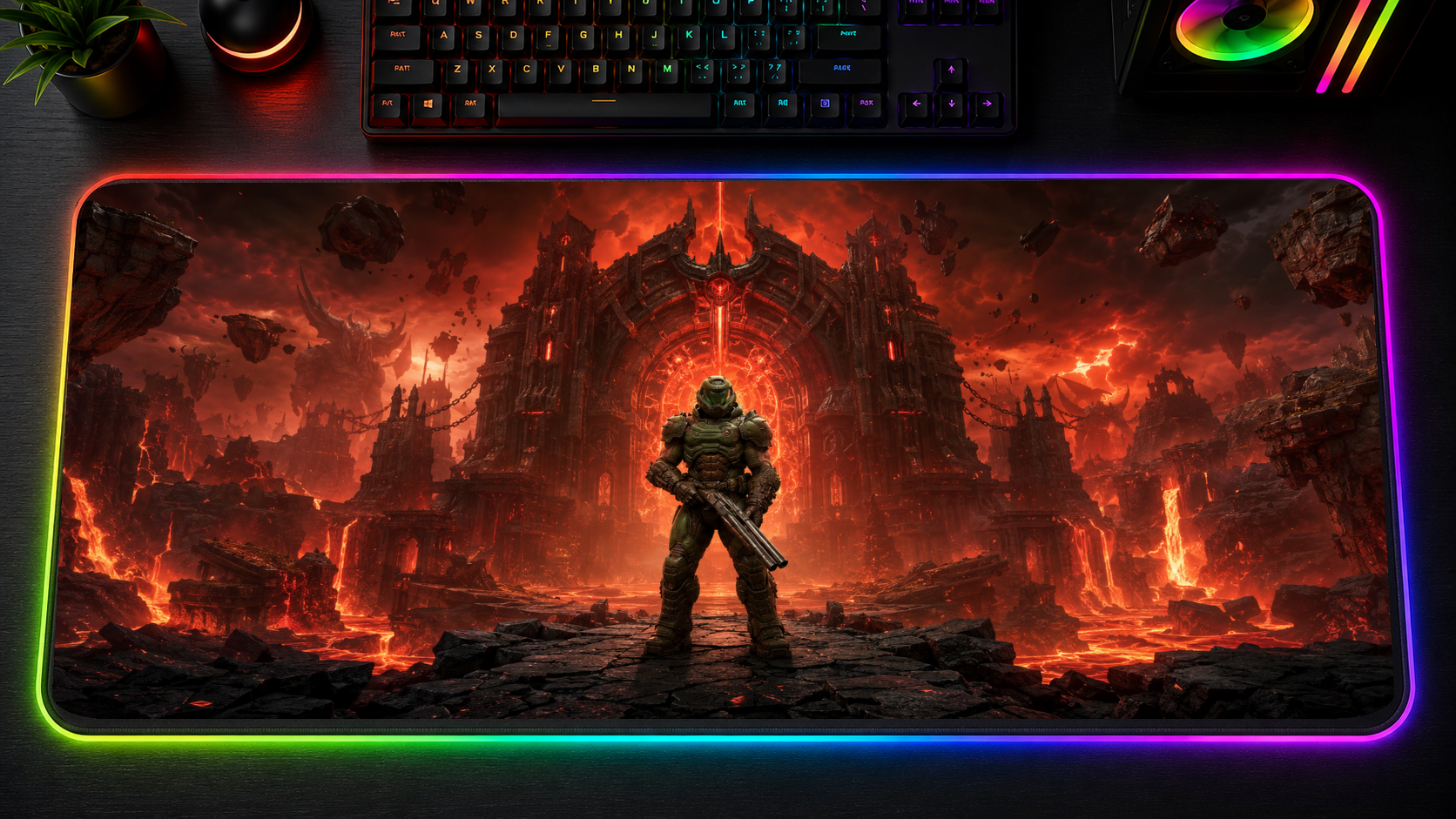 Doom inspired XXL gaming mouse pad 01 LED RGB version, 3 mm thick