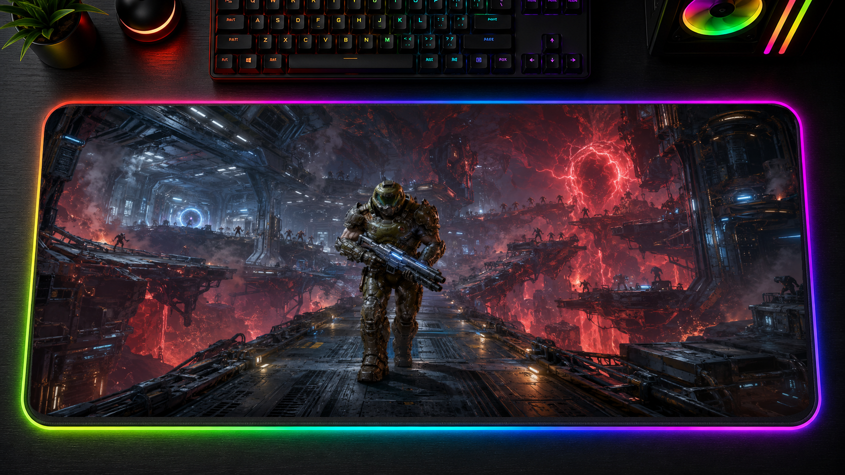 Doom inspired XXL gaming mouse pad 02 LED RGB version, 3 mm thick