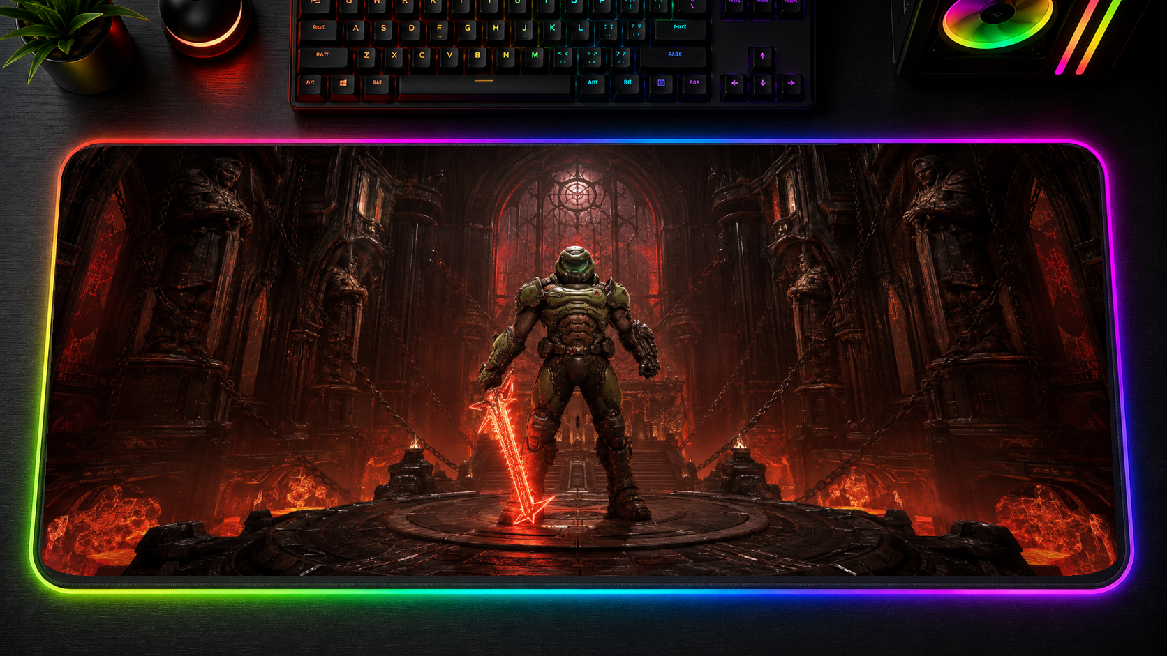 Doom inspired XXL gaming mouse pad 03 LED RGB version, 3 mm thick