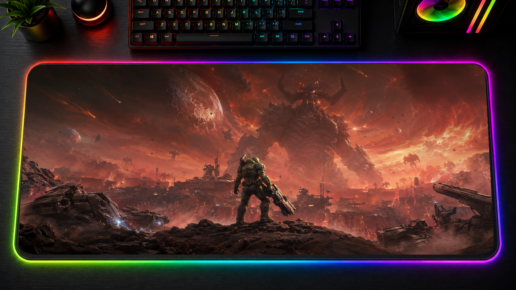 Doom inspired XXL gaming mouse pad 04 LED RGB version, 3 mm thick