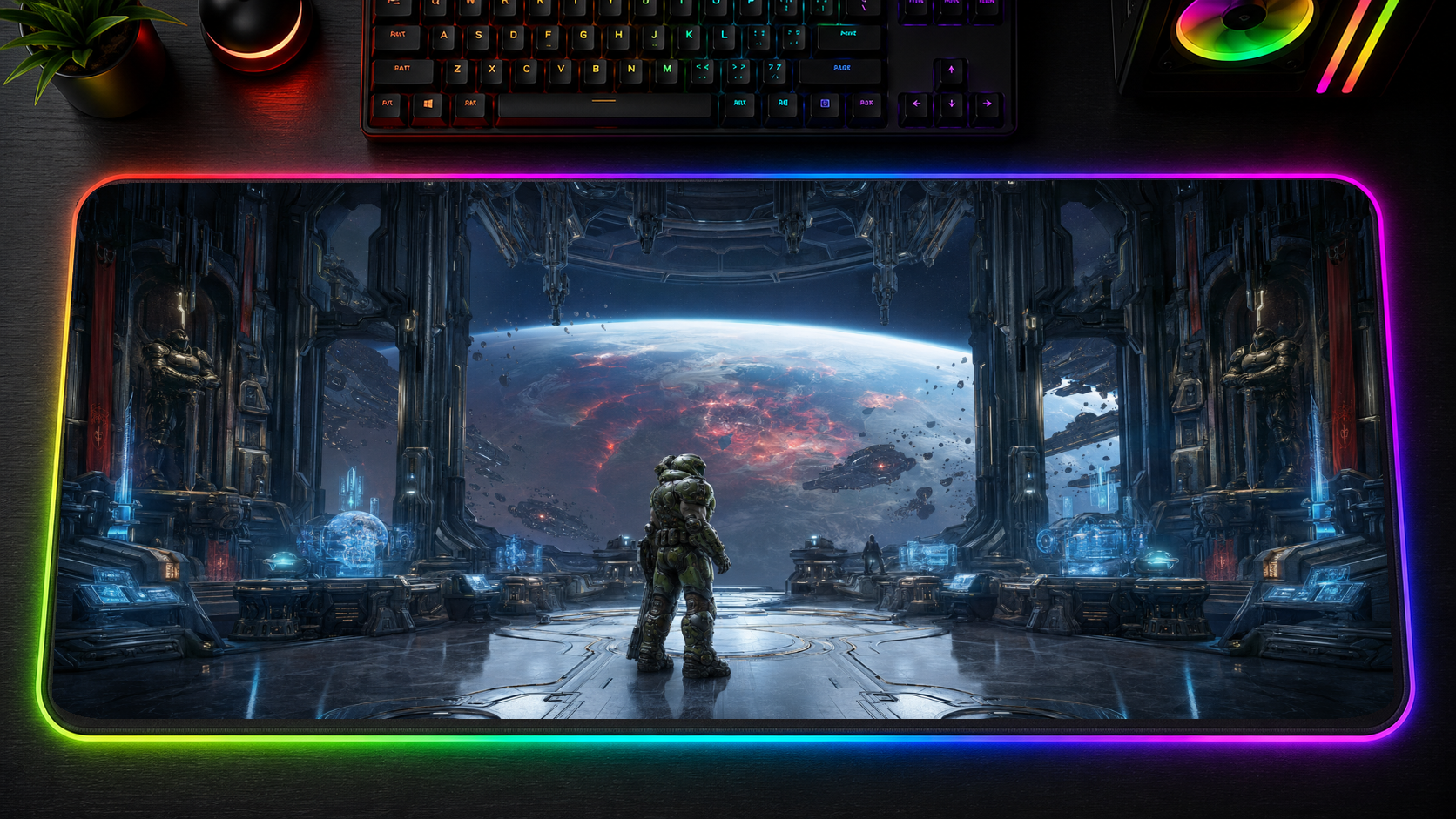 Doom inspired XXL gaming mouse pad 06 LED RGB version, 3 mm thick