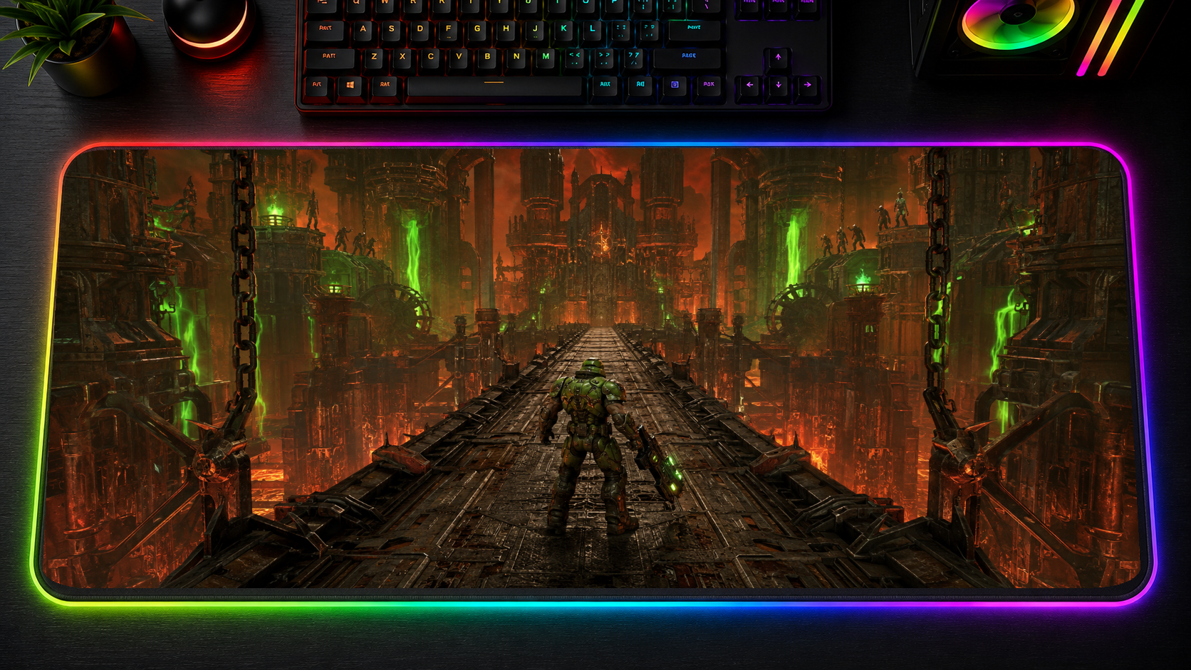 Doom inspired XXL gaming mouse pad 07 LED RGB version, 3 mm thick