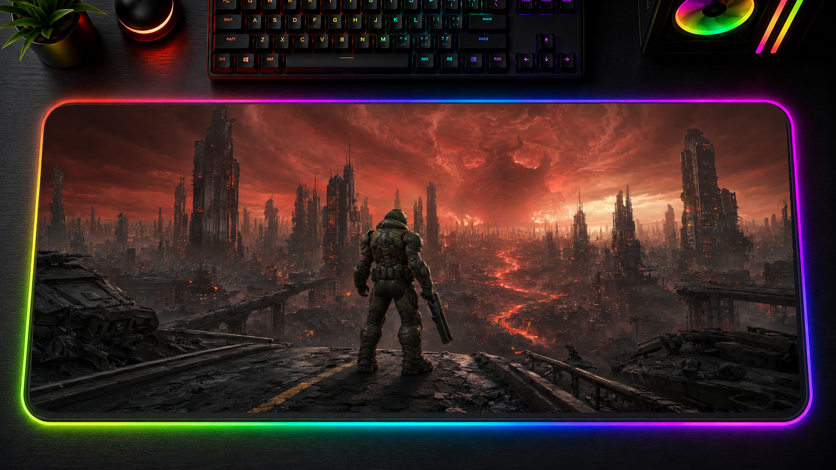 Doom inspired XXL gaming mouse pad 08 LED RGB version, 3 mm thick
