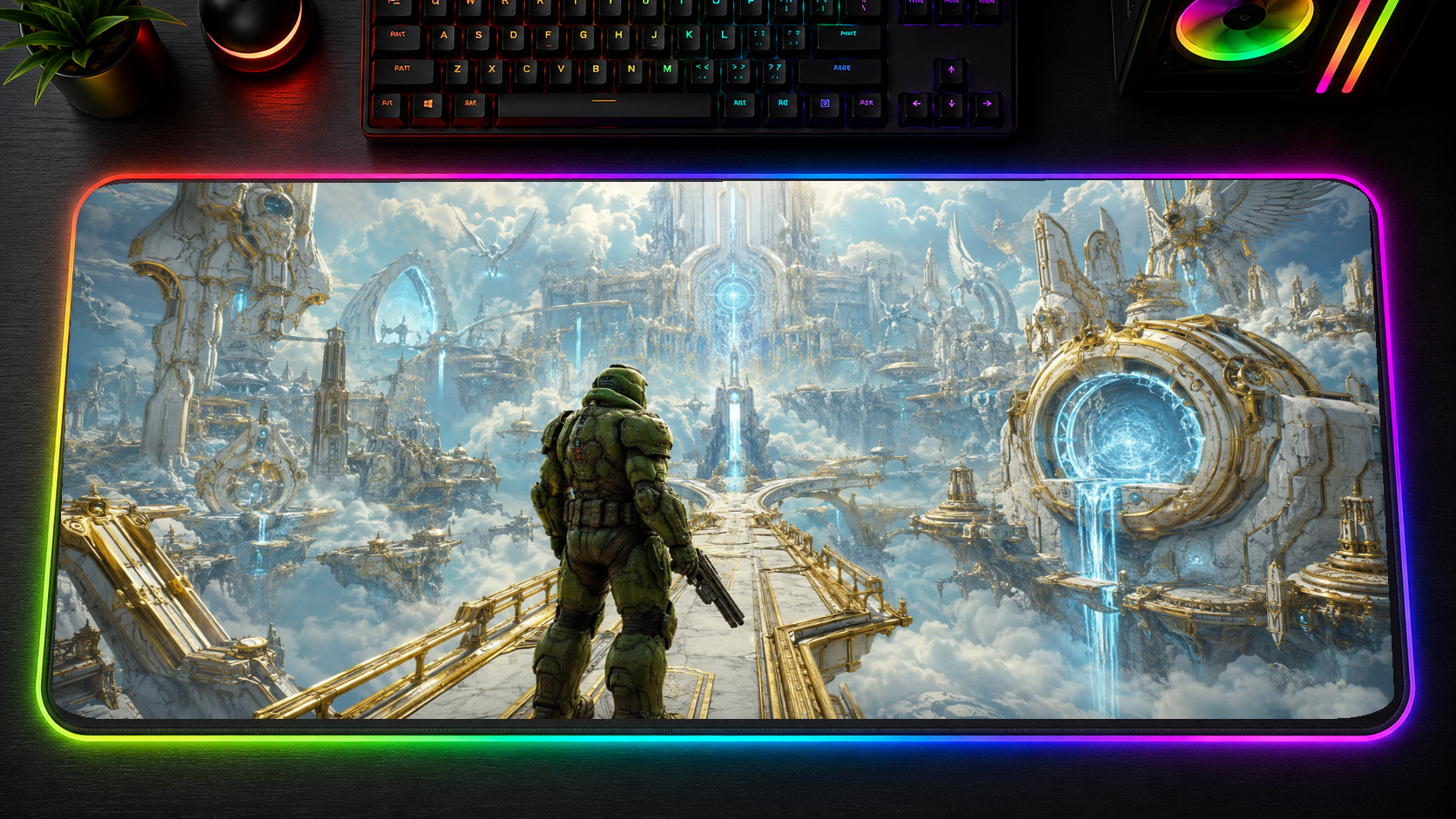 Doom inspired XXL gaming mouse pad 09 LED RGB version, 3 mm thick