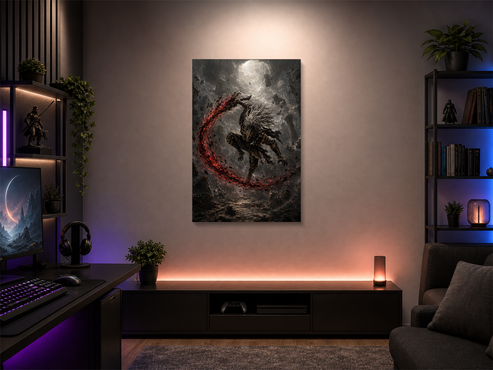 Elden Ring inspired canvas poster room mockup 05