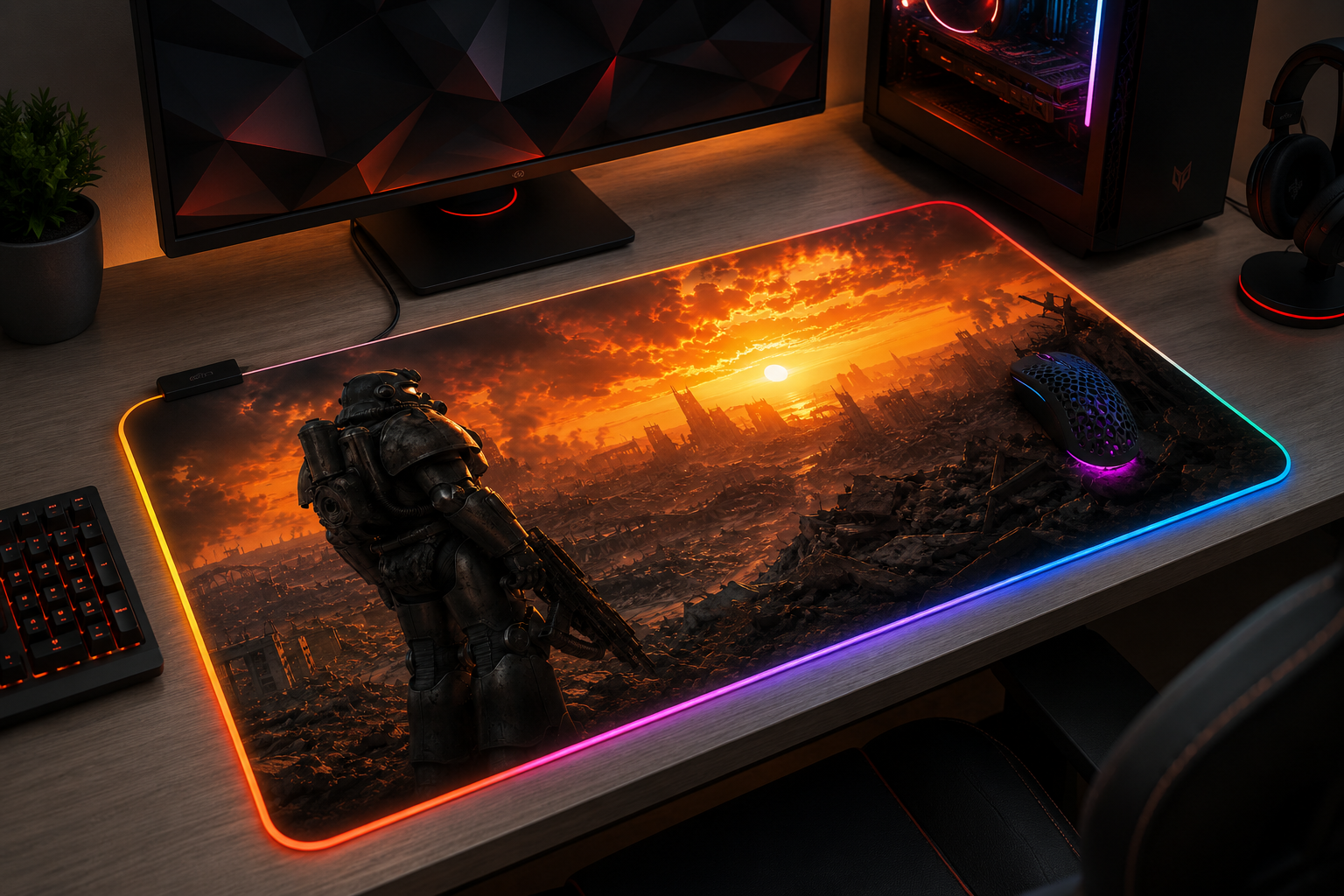 Fallout inspired XXL gaming mouse pad 01 RGB LED