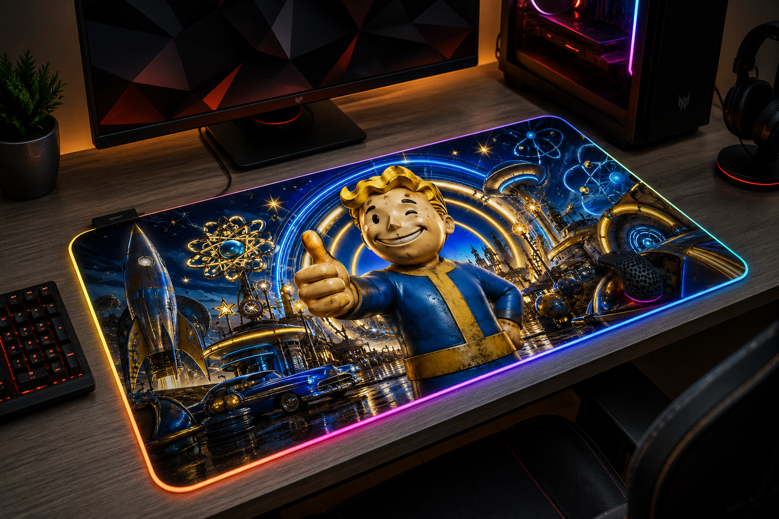 Fallout inspired XXL gaming mouse pad 02 RGB LED