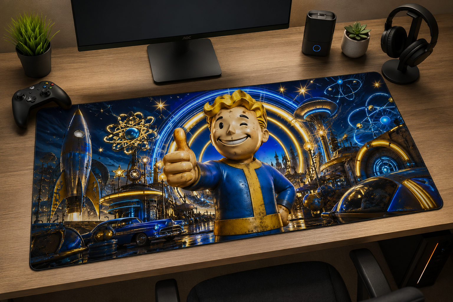 Fallout inspired XXL gaming mouse pad 02 Non-LED