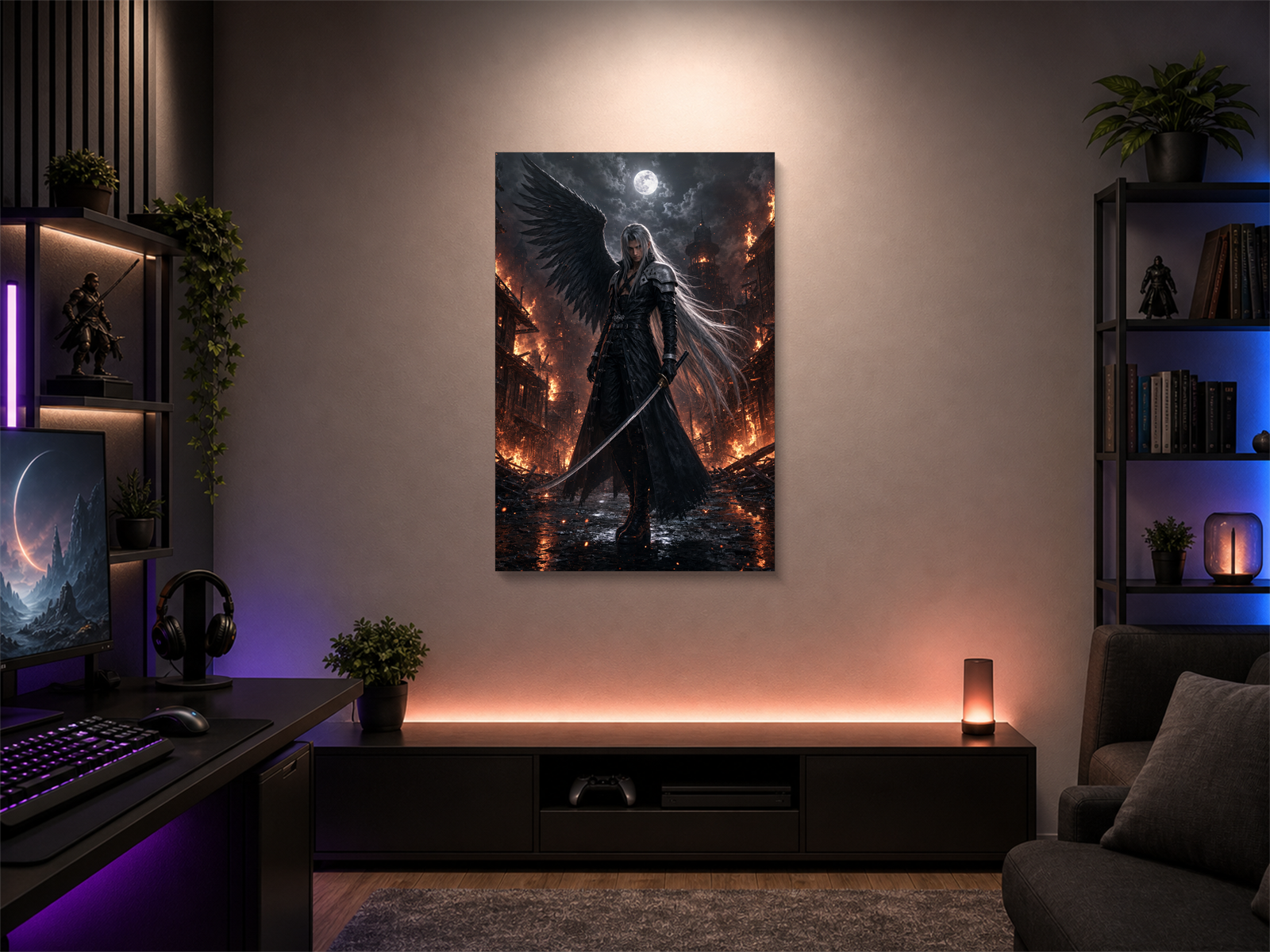 Final Fantasy VII inspired canvas poster room mockup 01