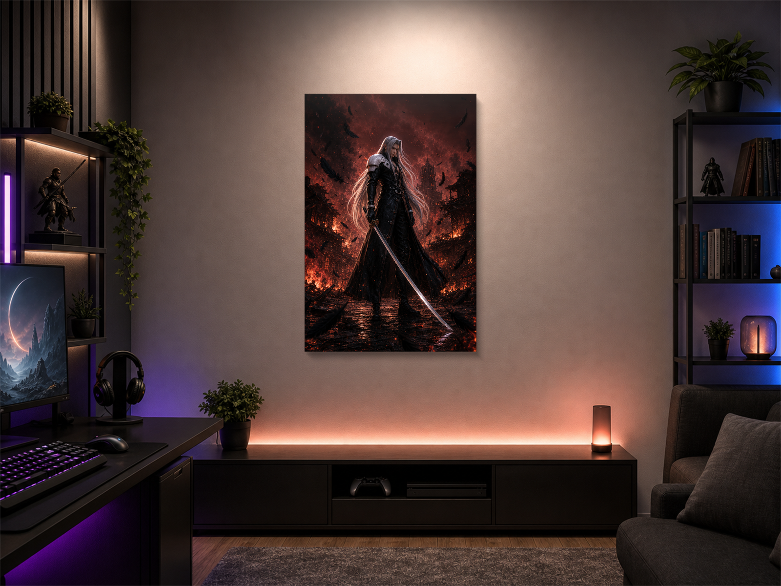 Final Fantasy VII inspired canvas poster room mockup 02