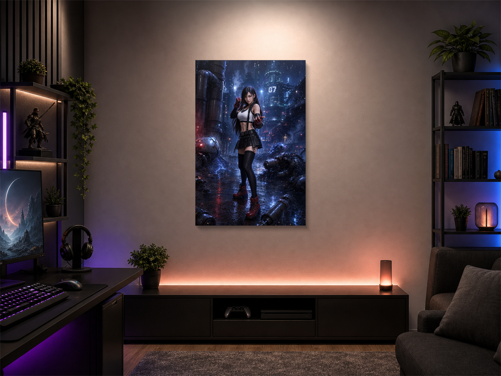Final Fantasy VII inspired canvas poster room mockup 03
