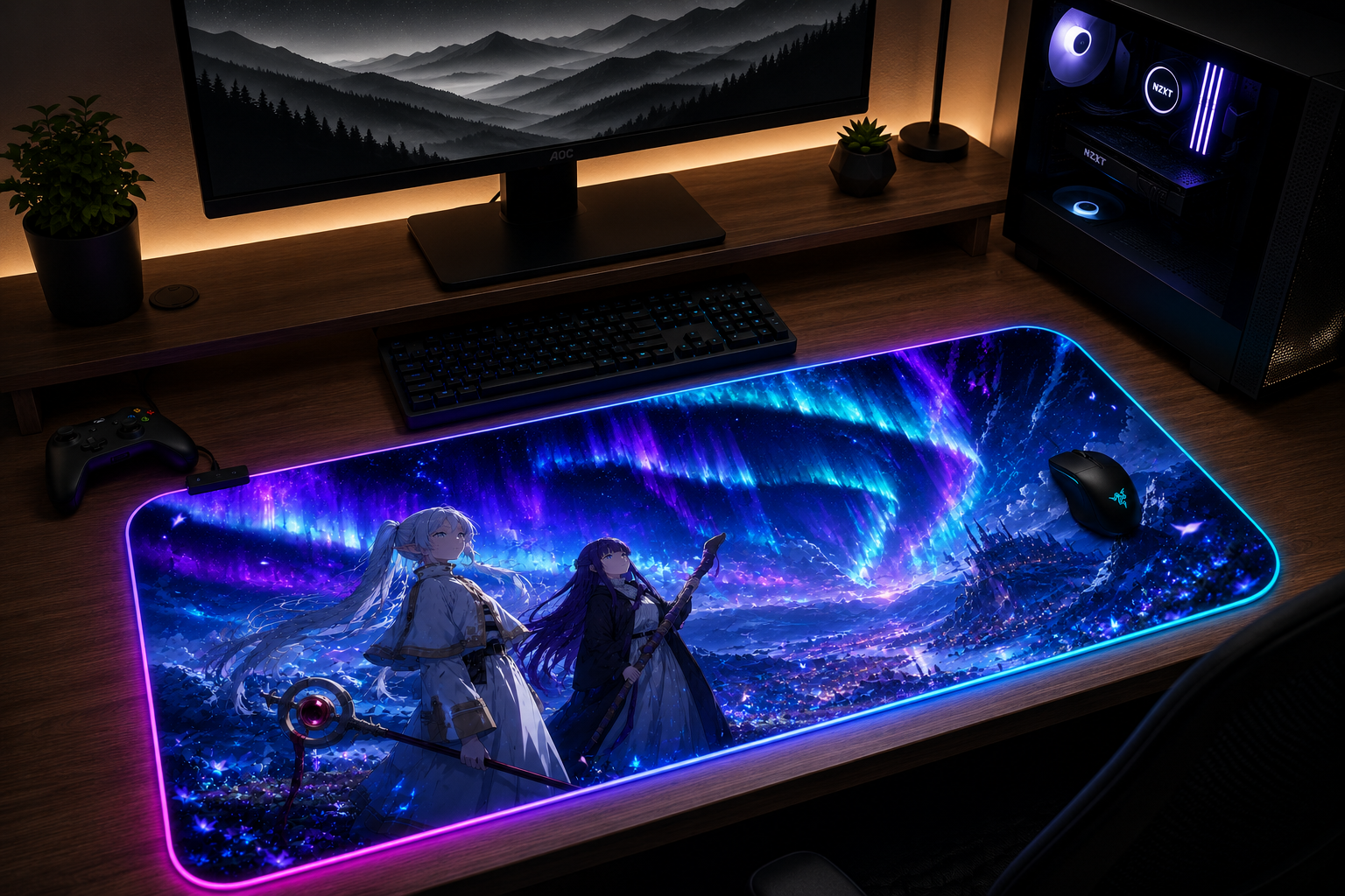 Frieren inspired XXL gaming mouse pad 04 RGB LED