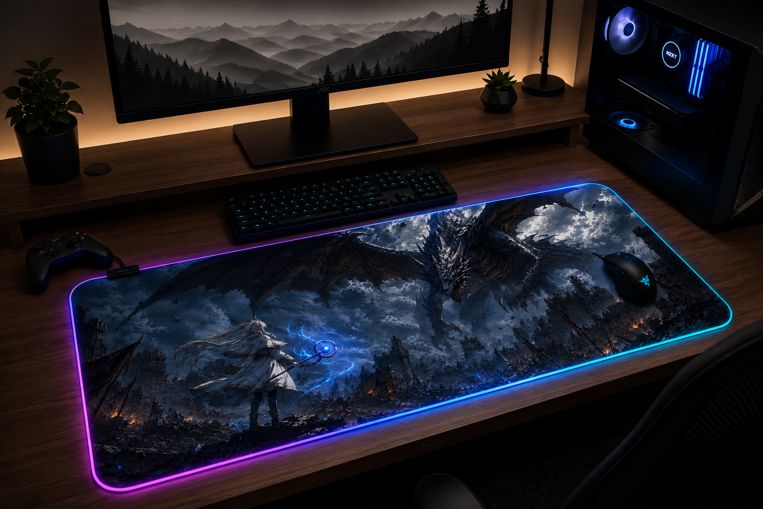 Frieren inspired XXL gaming mouse pad 05 RGB LED