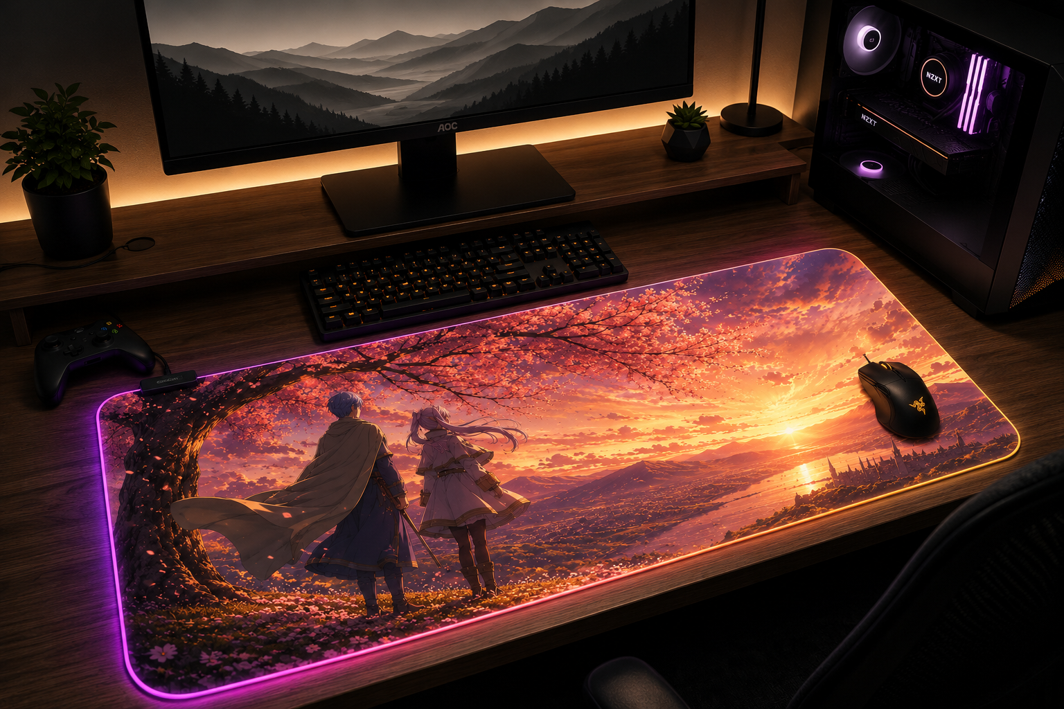 Frieren inspired XXL gaming mouse pad 06 RGB LED