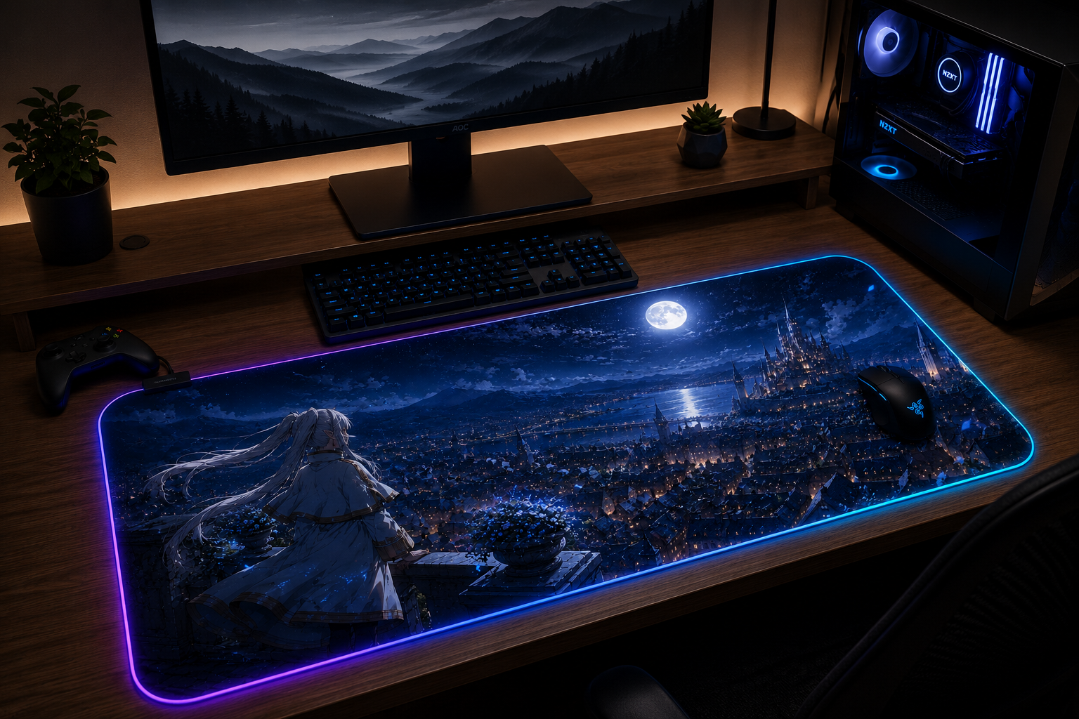 Frieren inspired XXL gaming mouse pad 07 RGB LED