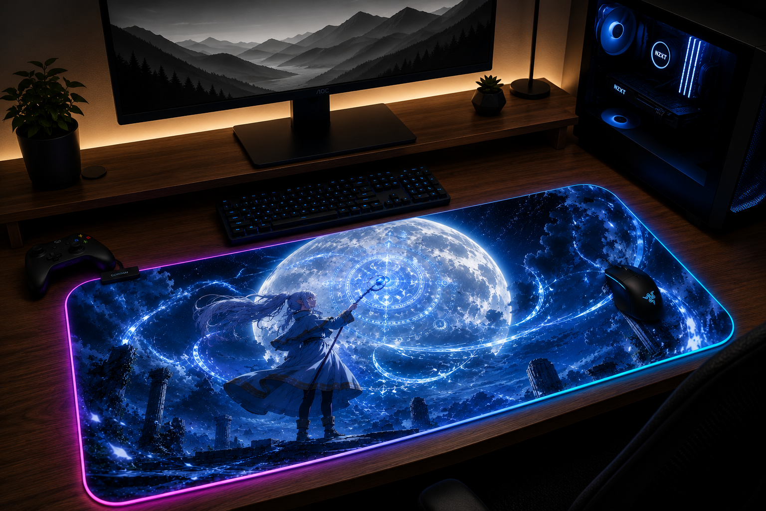 Frieren inspired XXL gaming mouse pad 08 RGB LED