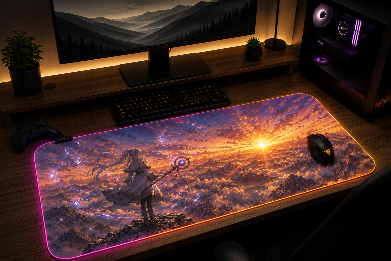 Frieren inspired XXL gaming mouse pad 09 RGB LED