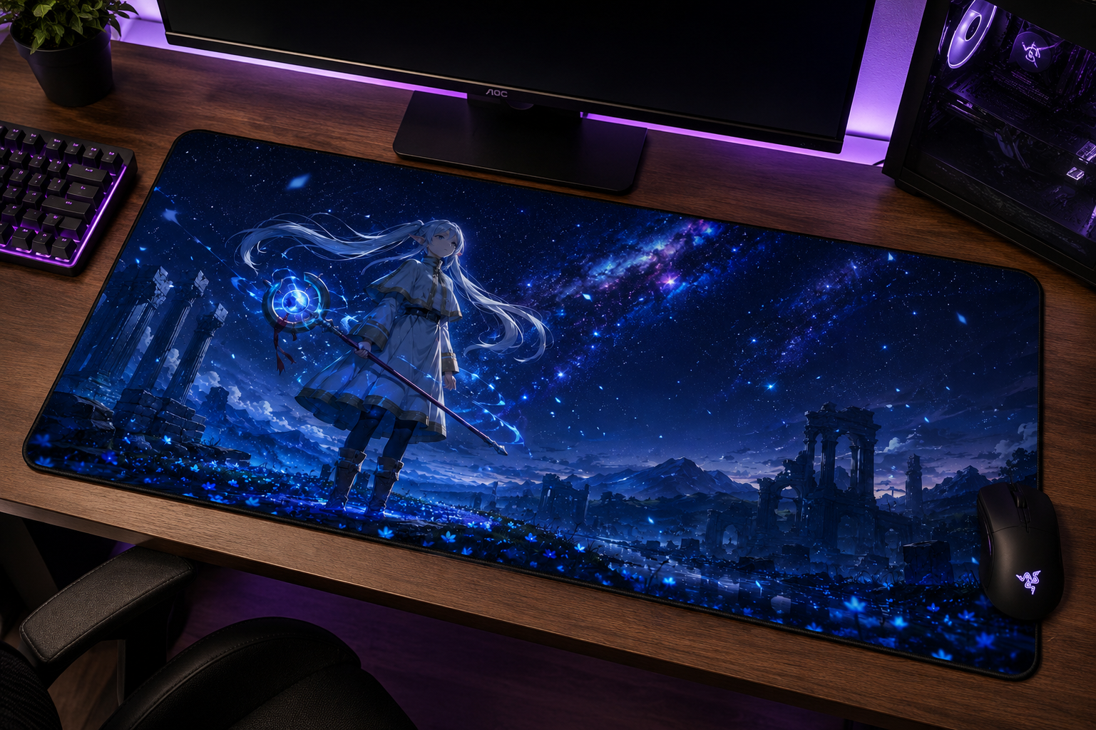 Frieren inspired XXL gaming mouse pad 01 Non-LED