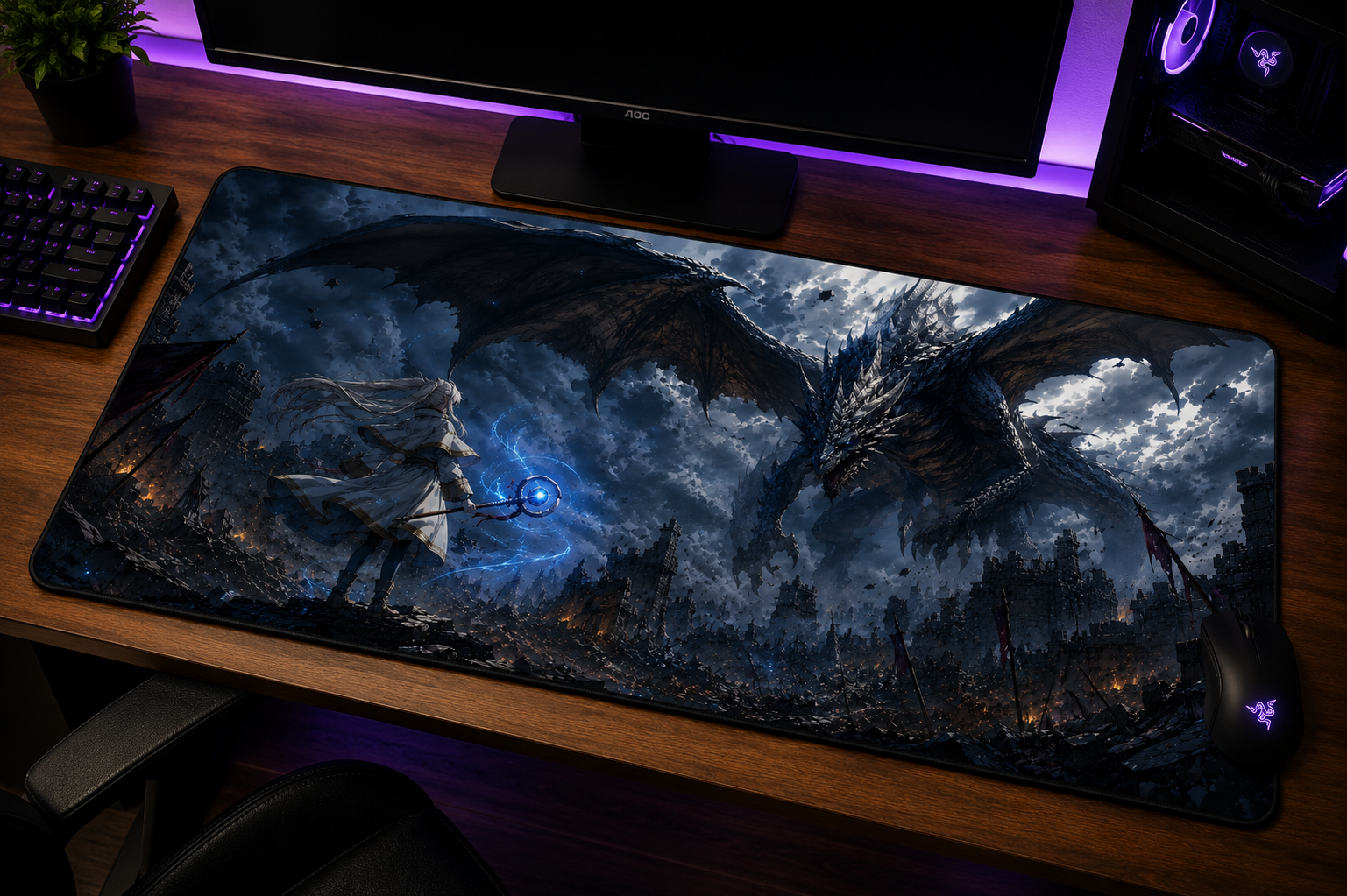 Frieren inspired XXL gaming mouse pad 05 Non-LED