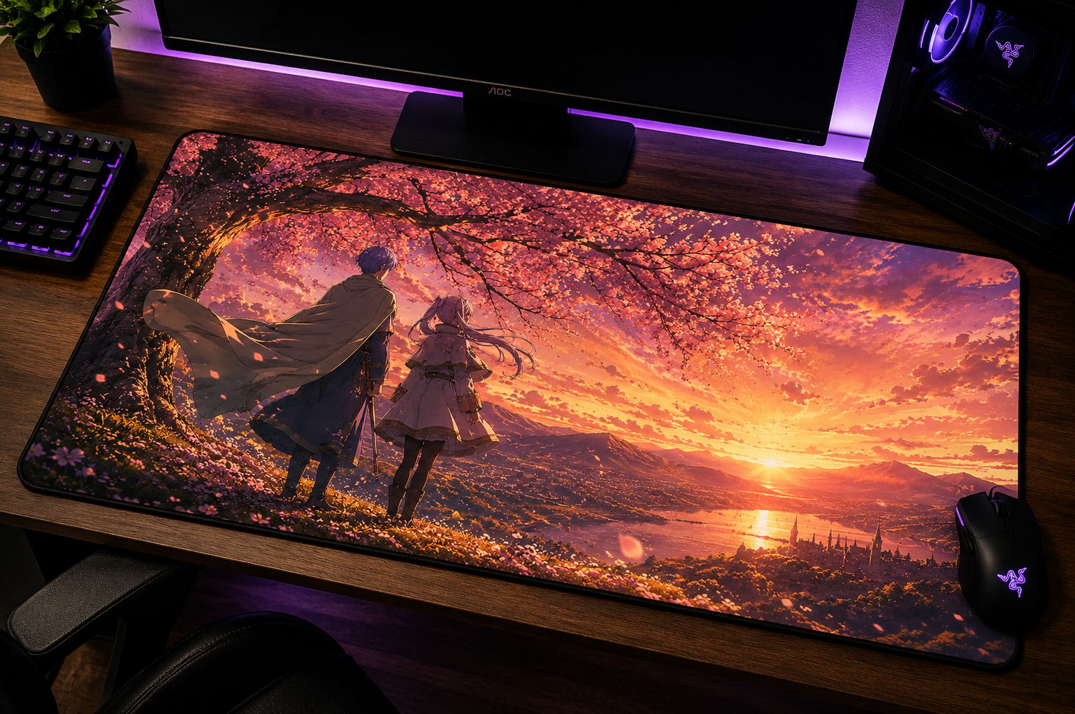 Frieren inspired XXL gaming mouse pad 06 Non-LED