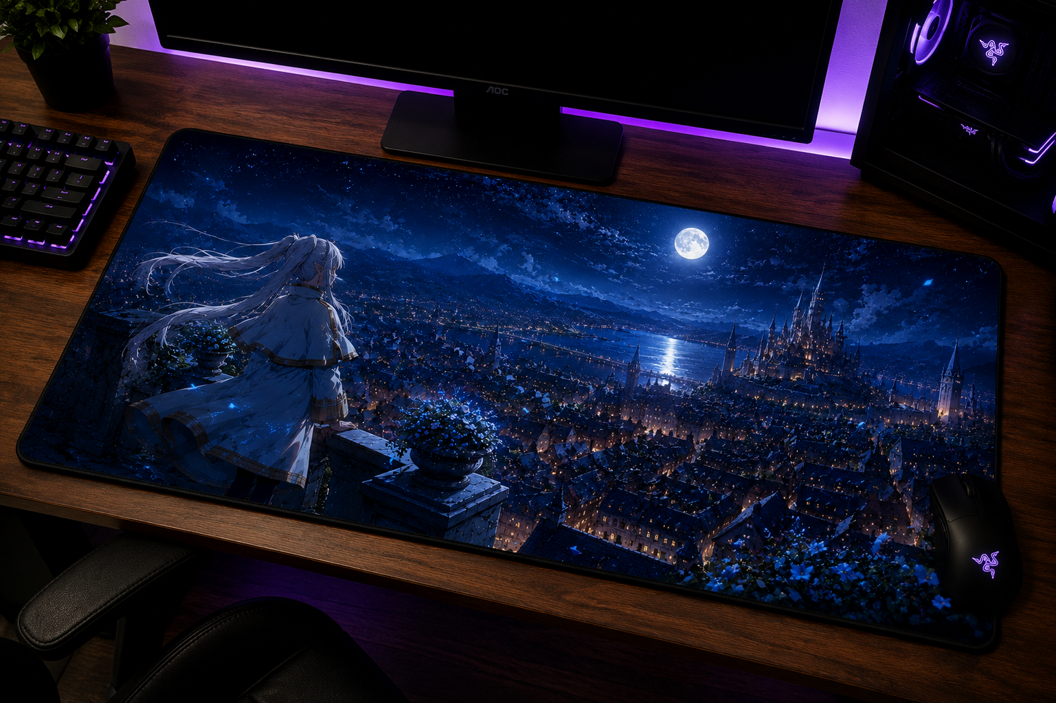 Frieren inspired XXL gaming mouse pad 07 Non-LED