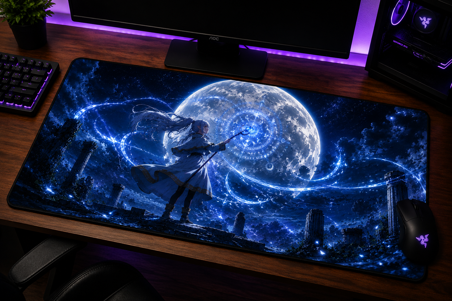 Frieren inspired XXL gaming mouse pad 08 Non-LED