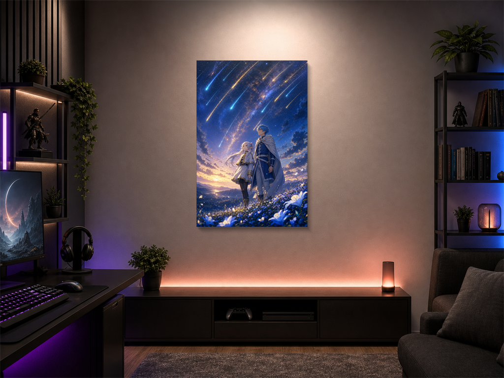 Frieren inspired canvas poster room mockup 01
