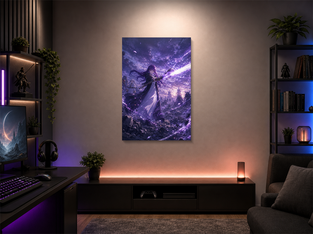 Frieren inspired canvas poster room mockup 04