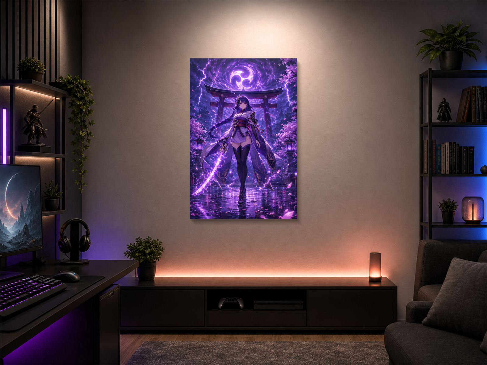 Genshin Impact inspired canvas poster room mockup 01