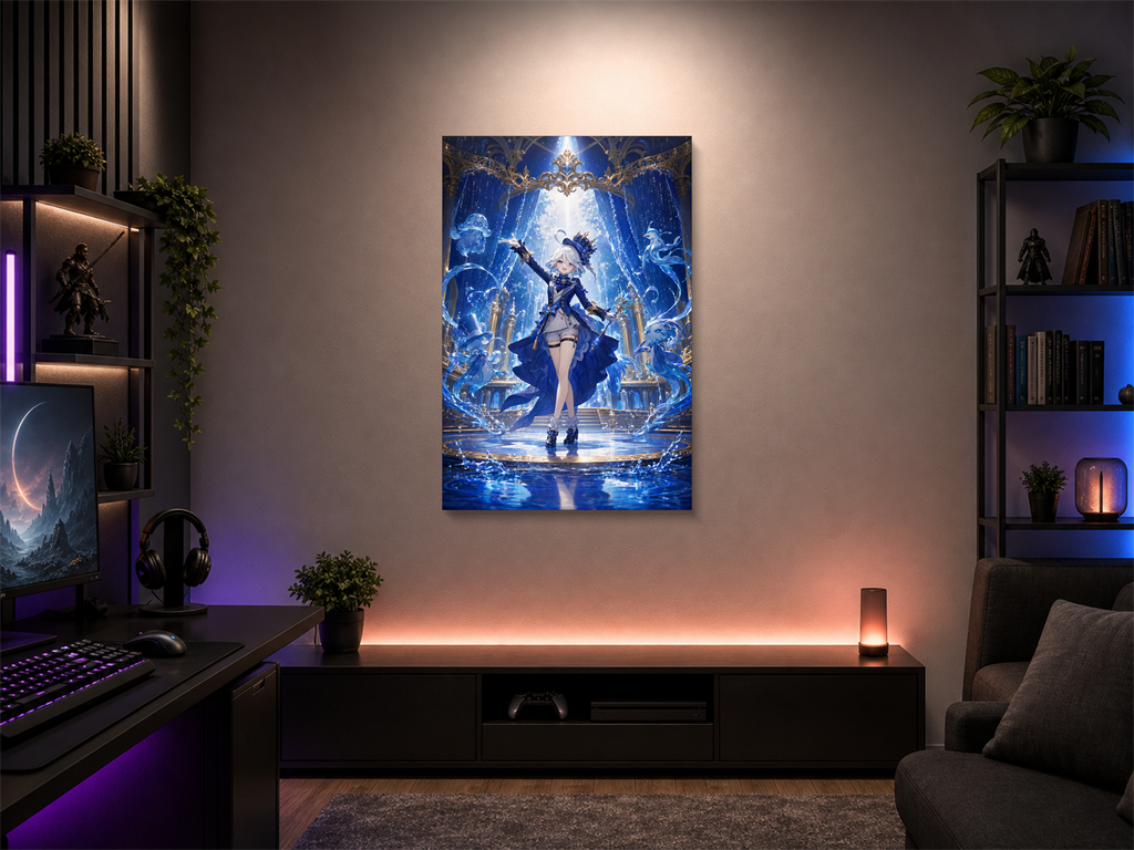 Genshin Impact inspired canvas poster room mockup 03