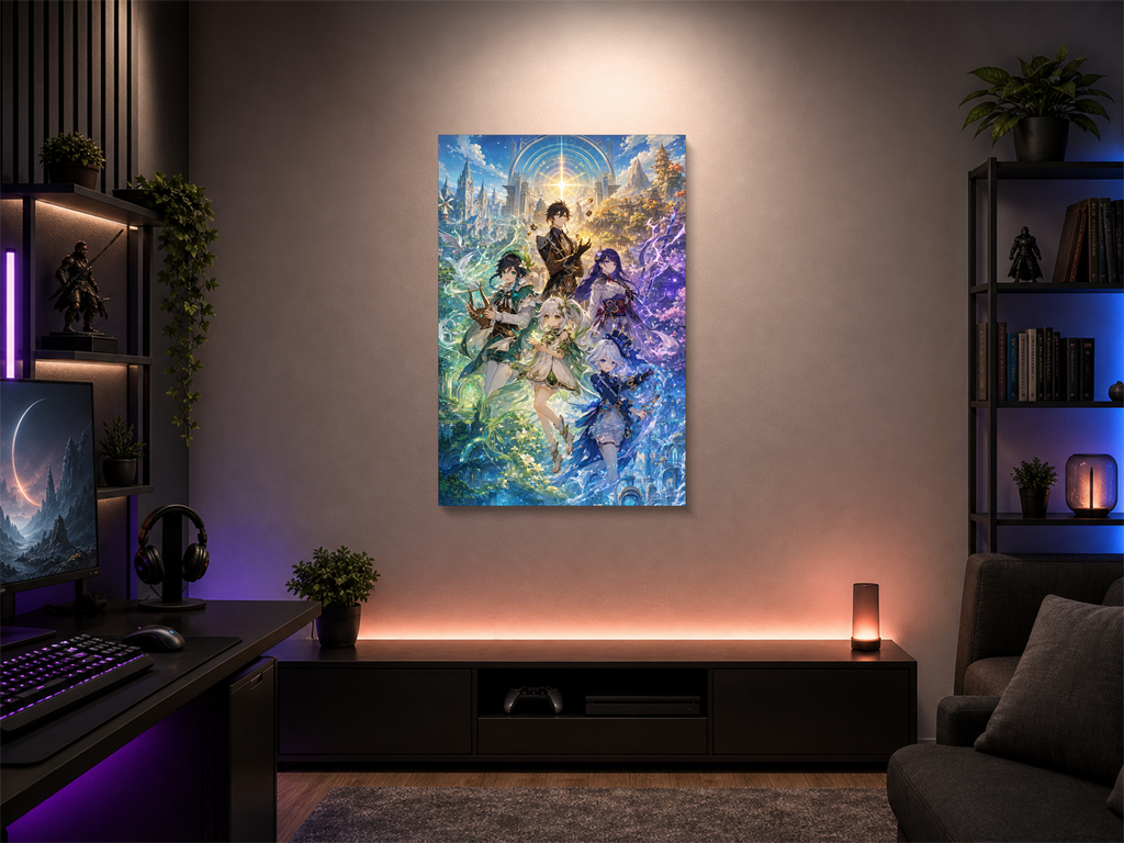Genshin Impact inspired canvas poster room mockup 04