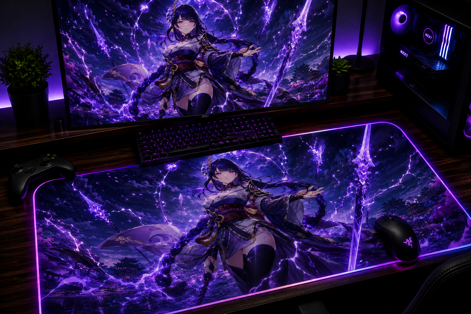 Genshin Impact Inspired XXL Gaming Mouse Pad 01 - LED